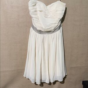 MM Couture Cream Strapless Dress with Silver Detail Size M